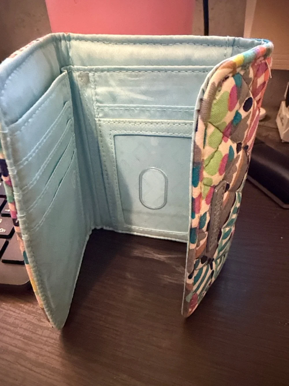 Vera Bradley Kids Quilted Wallet in Multicolor Fan Print - Picture 2 of 3